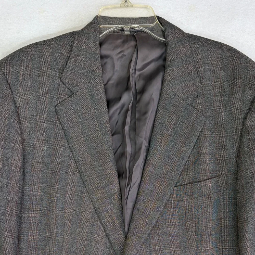 Dunhill Suit Mens 44R Grey Glen Plaid Wool 2 Button Double Pleated Cuffed Italy